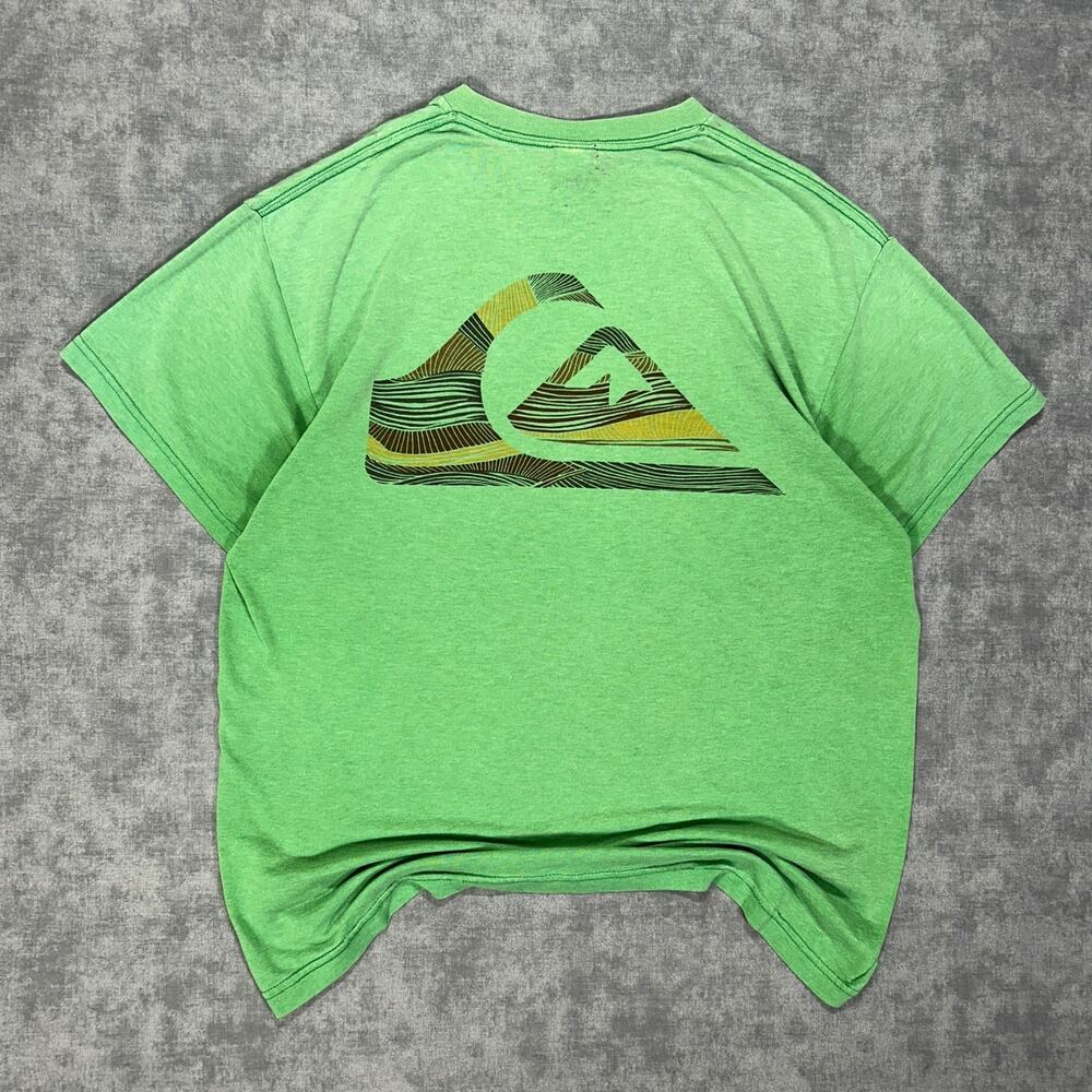 Vintage Quiksilver Logo Tee Mens Large Green Surf Skate Y2K Distressed